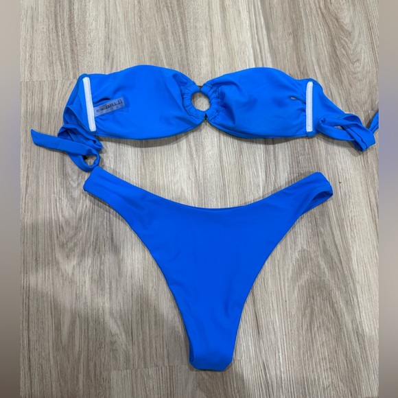 Zaful Blue Bandeau Bikini Set Size Medium Cheeky Bottoms 💙 - Picture 2 of 5